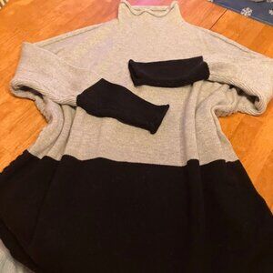 Tahari Black and Gray Sweater